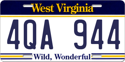 WV license plate 4QA944