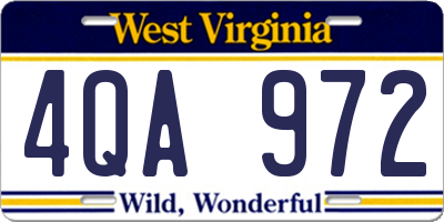 WV license plate 4QA972
