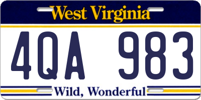 WV license plate 4QA983