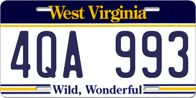 WV license plate 4QA993