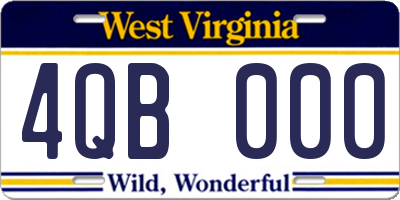 WV license plate 4QB000