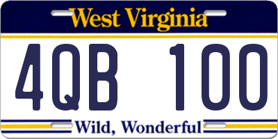 WV license plate 4QB100