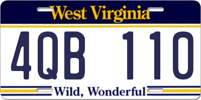 WV license plate 4QB110