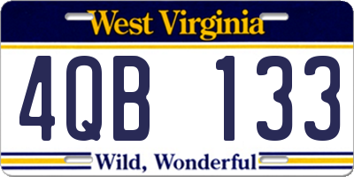 WV license plate 4QB133
