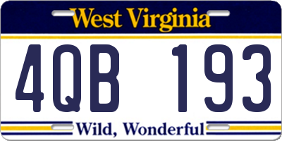 WV license plate 4QB193