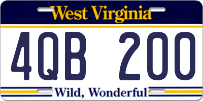 WV license plate 4QB200