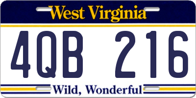 WV license plate 4QB216