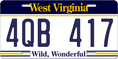 WV license plate 4QB417