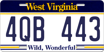 WV license plate 4QB443