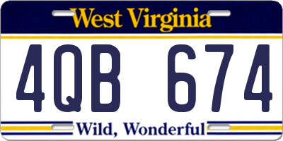 WV license plate 4QB674