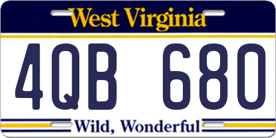 WV license plate 4QB680