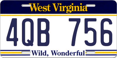 WV license plate 4QB756