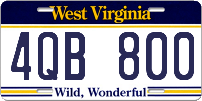 WV license plate 4QB800