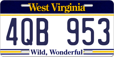 WV license plate 4QB953