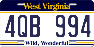 WV license plate 4QB994