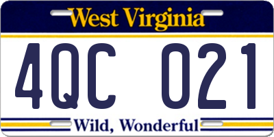 WV license plate 4QC021
