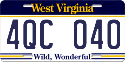 WV license plate 4QC040