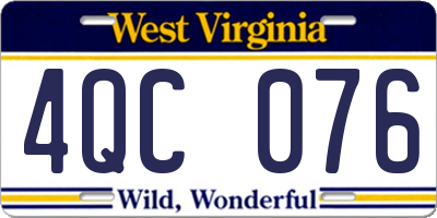 WV license plate 4QC076