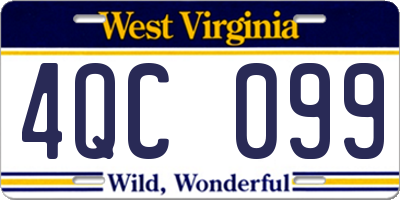 WV license plate 4QC099