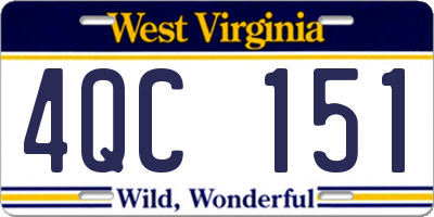 WV license plate 4QC151