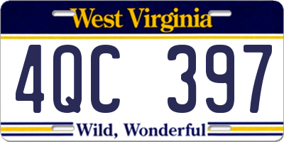 WV license plate 4QC397