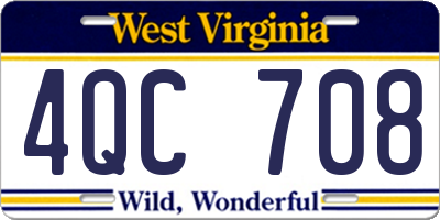 WV license plate 4QC708