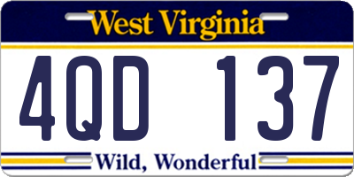 WV license plate 4QD137