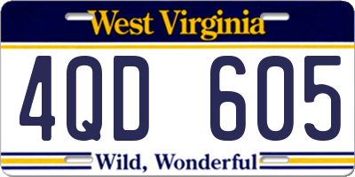 WV license plate 4QD605