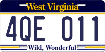 WV license plate 4QE011