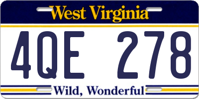 WV license plate 4QE278