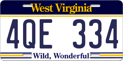 WV license plate 4QE334