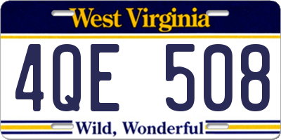 WV license plate 4QE508
