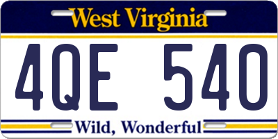 WV license plate 4QE540