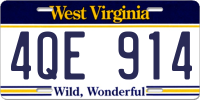 WV license plate 4QE914