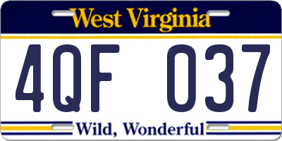 WV license plate 4QF037
