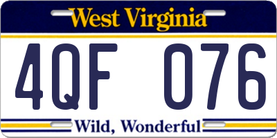 WV license plate 4QF076