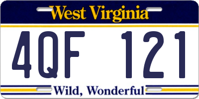 WV license plate 4QF121