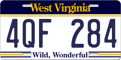 WV license plate 4QF284