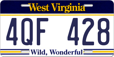 WV license plate 4QF428