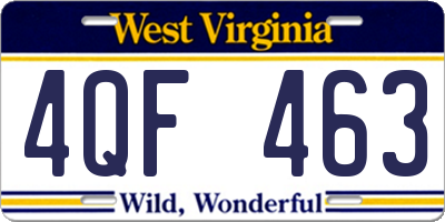 WV license plate 4QF463