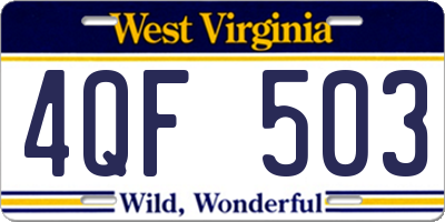 WV license plate 4QF503