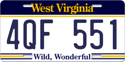 WV license plate 4QF551