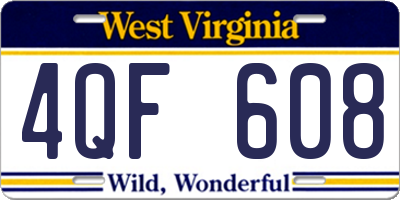 WV license plate 4QF608