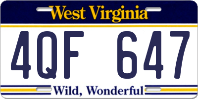 WV license plate 4QF647