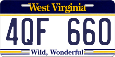 WV license plate 4QF660