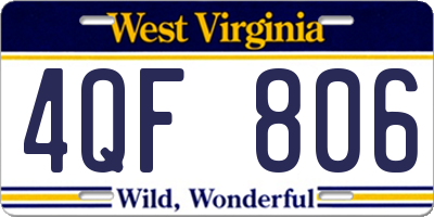 WV license plate 4QF806