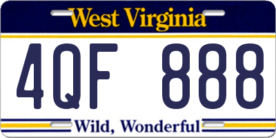 WV license plate 4QF888