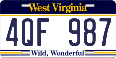 WV license plate 4QF987