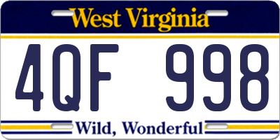 WV license plate 4QF998