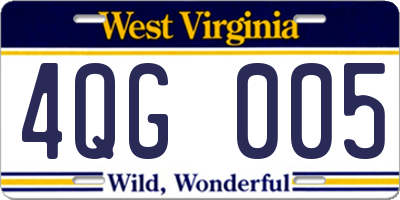 WV license plate 4QG005